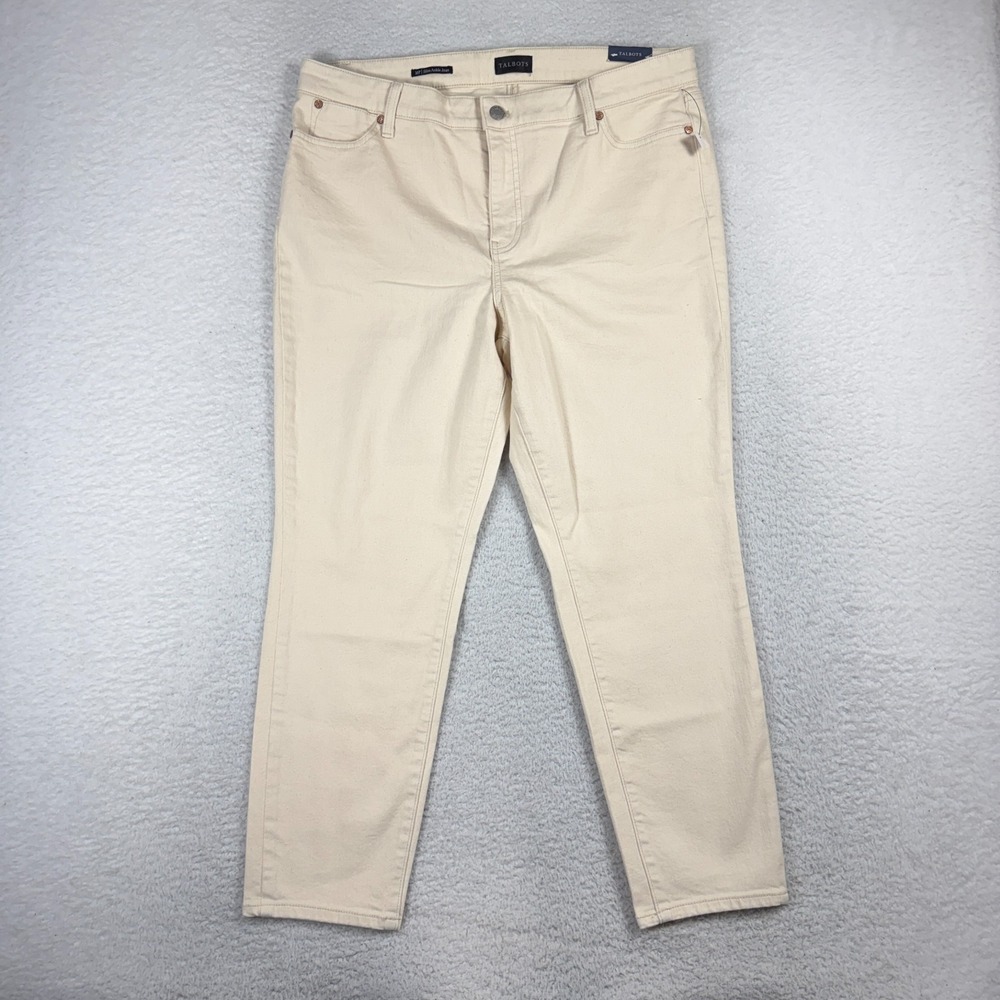 Talbots Womens Slim Ankle Jeans 16p (34.5x26) NWT Tan Brown Stretch Denim
